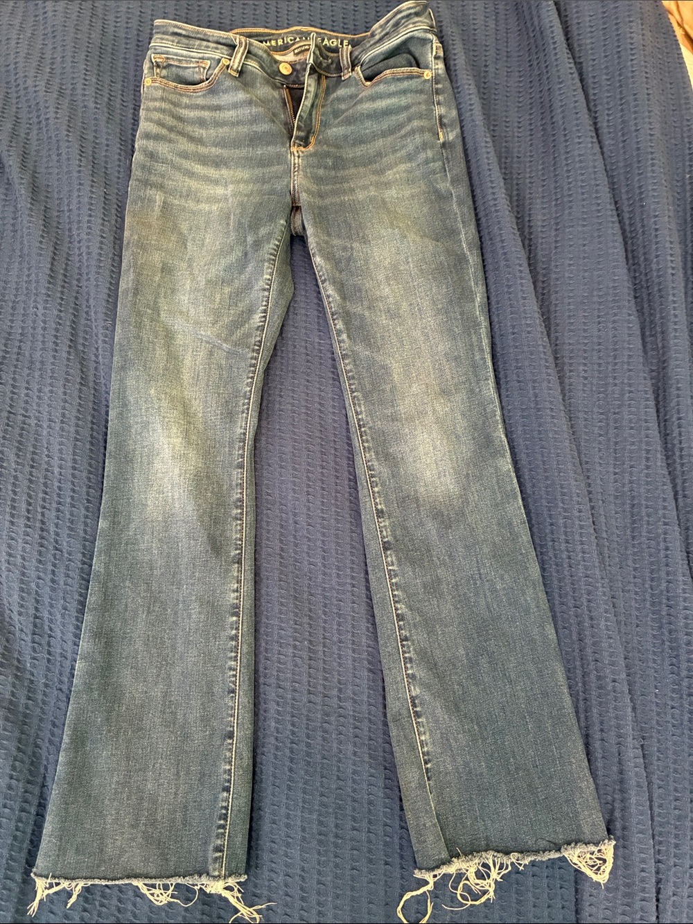 American Eagle Outfitters Women's Medium Blue Wide Leg Jeans